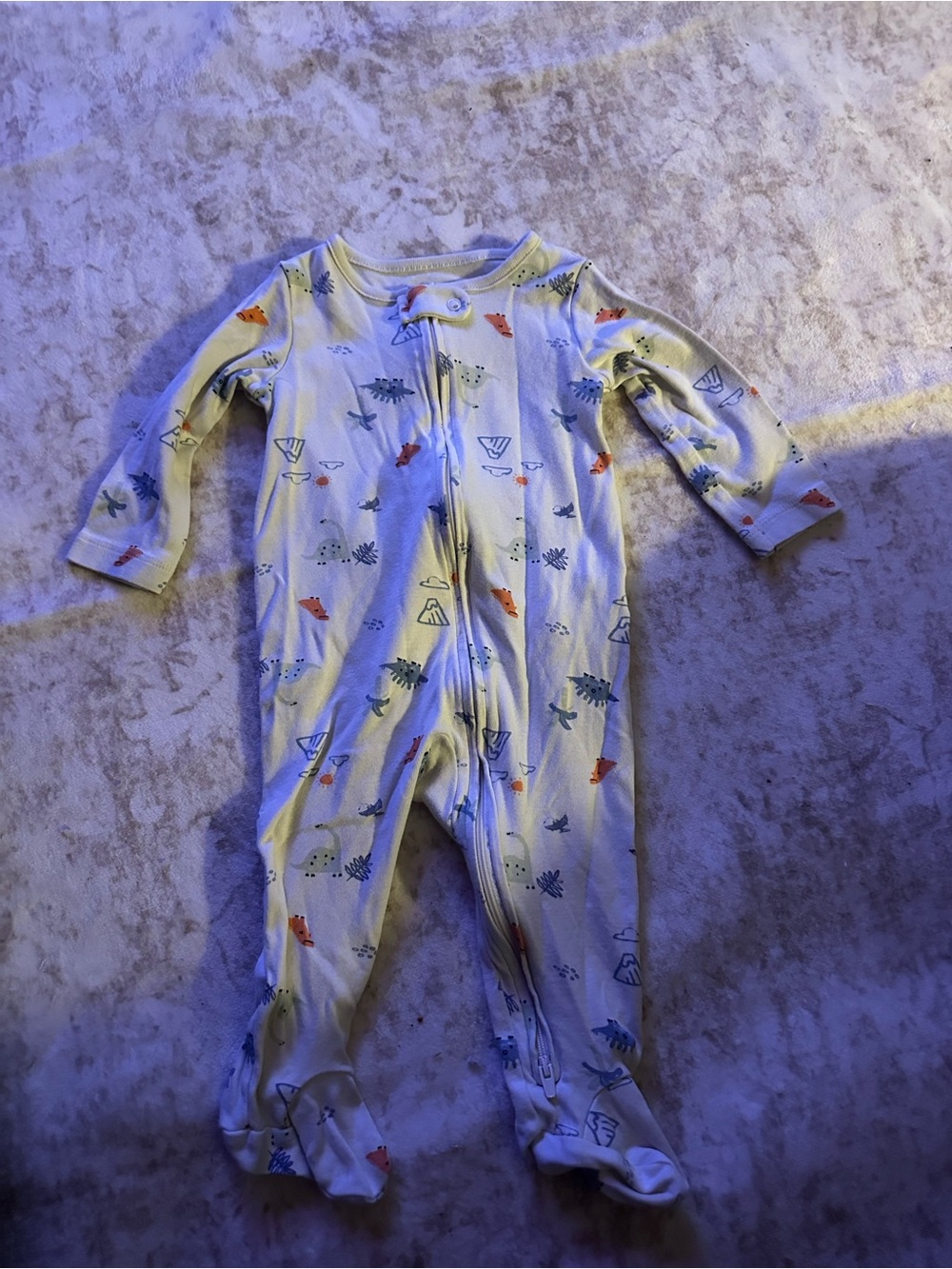 Carter's Blue Footed One-Piece PJ’s with Multicolor Dino Print- size 9M